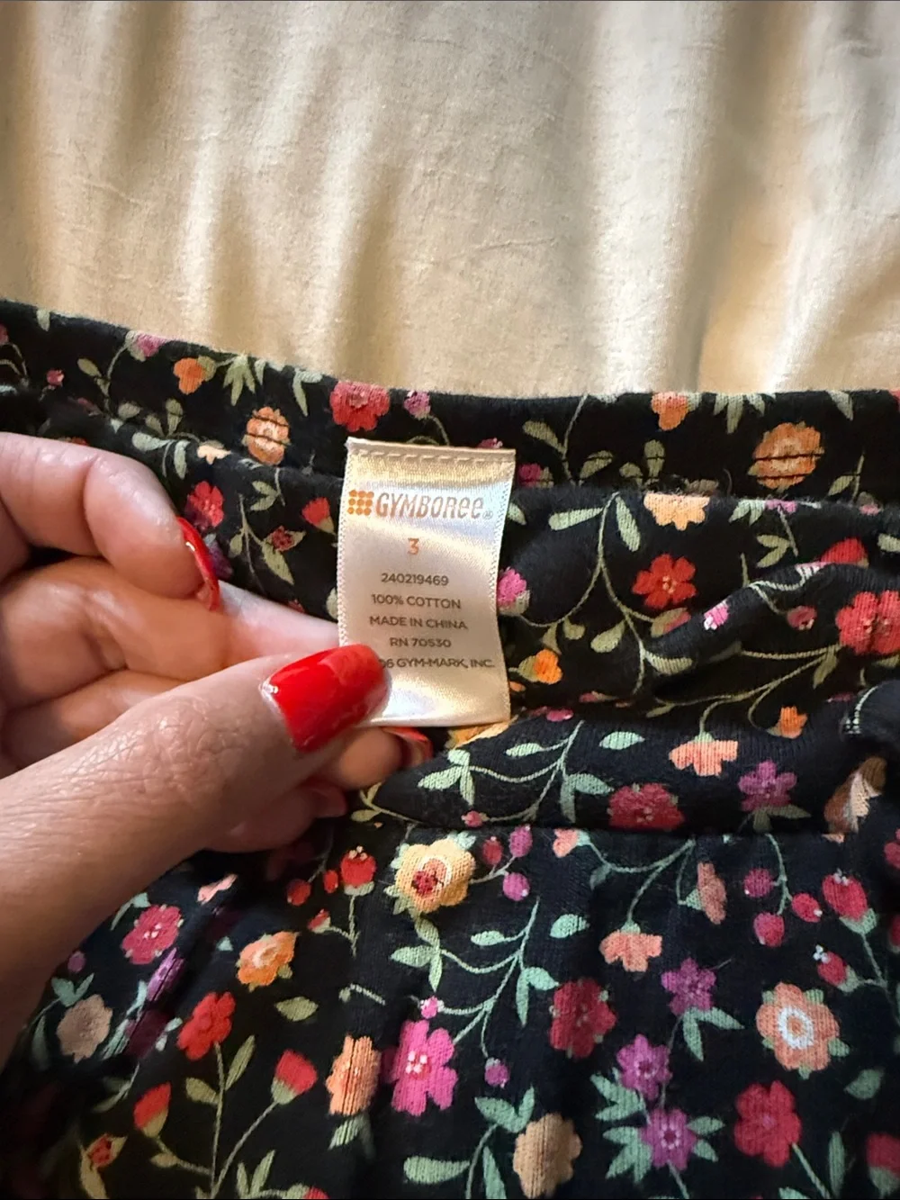 Gymboree Black Floral Tiered Skater Skirt with Pink & Cream Flowers